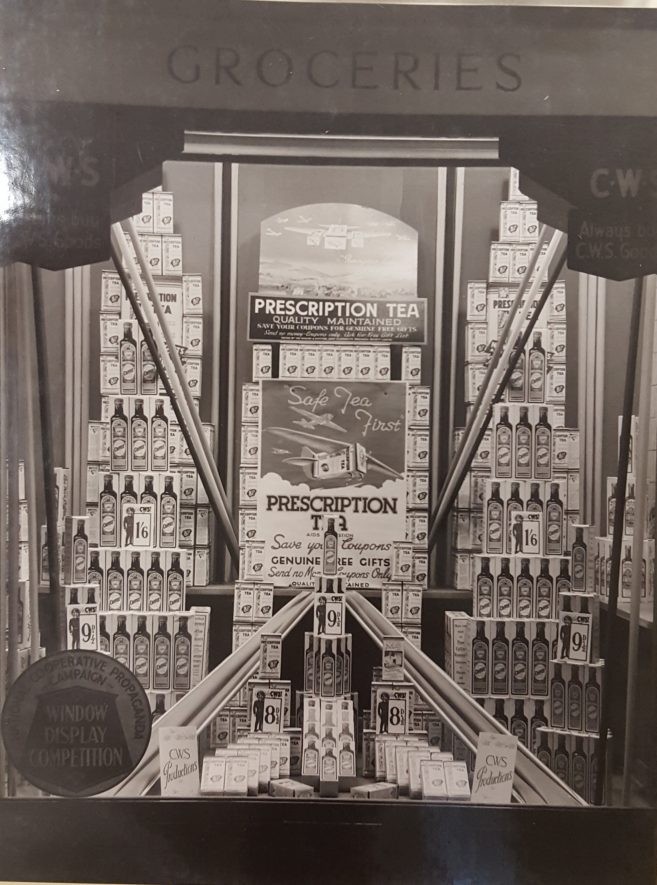 Unknown Co-op branch window display somewhere in Nuneaton | Image courtesy of Heart Of England Co-operative Society, supplied by Nuneaton Memories