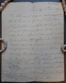 Letter to the Rev. Beresford from JH Long | Warwickshire County Record Office reference DR308/23