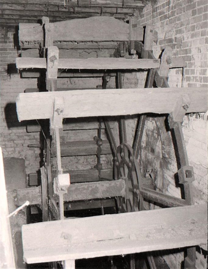 Maxstoke Mill, July 1971, the undershot waterwheel, 14ft 8in x 5ft 4in. | Image courtesy of June Booth