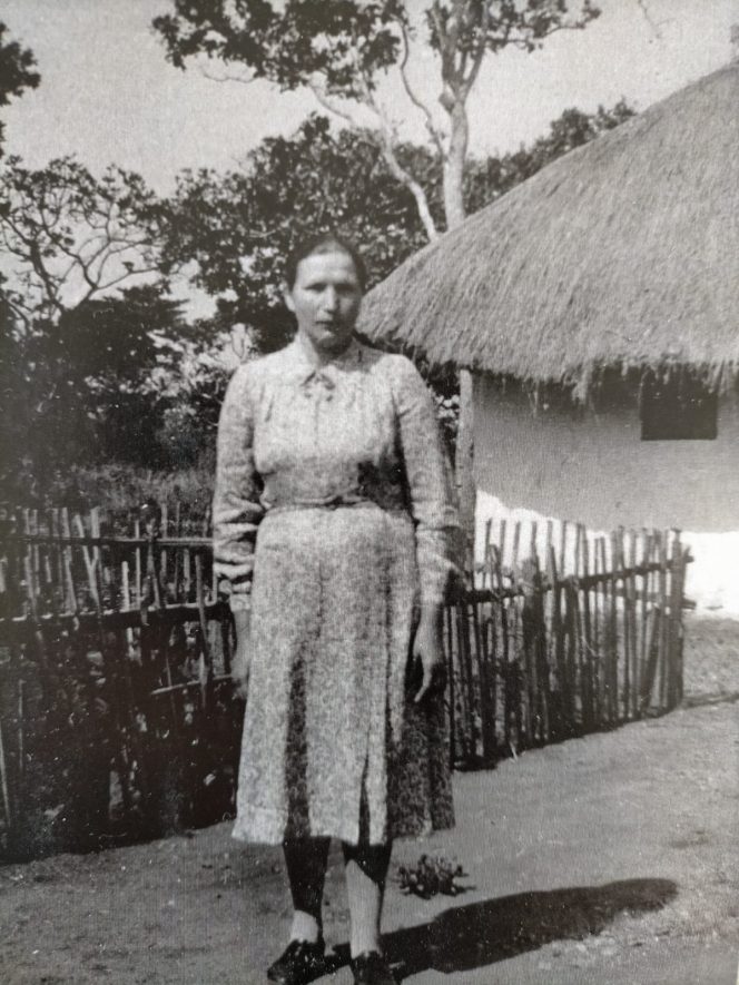 My Grandmother, Anna Sitek, standing outside her home in Mbala (Abercorn) | Image courtesy of Jan Matecki