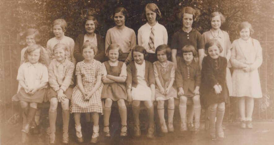 Clifford Chambers. School. 1935. Back Row 4th from left Emily Sivyour born 14 February 1924. Front Row 3rd from left Frances Sivyour born 11 May 1927. At the time they lived at the Pepperbox Cottage, Clifford Chambers | Image courtesy of Derek Bull