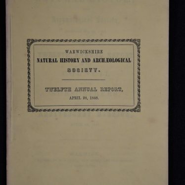 Warwickshire Natural History and Archaeological Society annual report, 1848. | Image courtesy of Warwickshire Museum Service