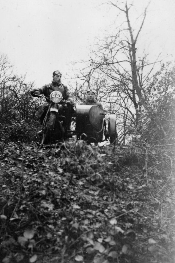 Radway. Moto Cross. Rough Riding for these two “Tramps Parade” Leamington Spa MCC – January 16th 1938 | Image courtesy of Eric Furminger, from his late Father's photo album.