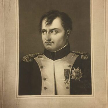 An engraving of Napoleon's portrait that originally hung at originally at Warwick Castle | Image courtesy of Warwickshire County Record Office