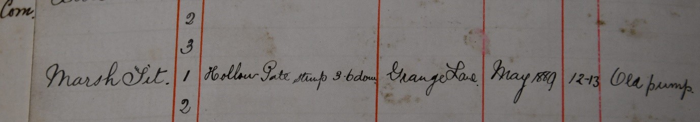 A section from the notebook detailing where the eggs of the Marsh Tit had been taken