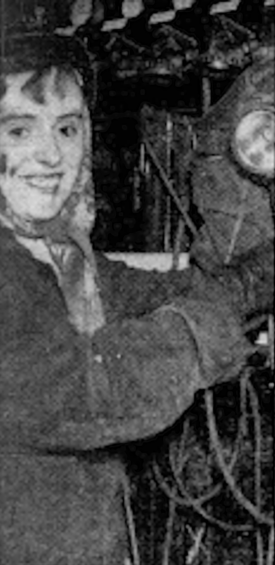 Sister Joan Cockram puts her lamp back in the rack after touring the pit | Birmingham Evening Despatch, January 19th 1952, page 1
