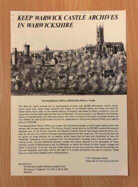 Keep Warwick Castle Archives in Warwickshire | Warwickshire County Record Office reference WCC133/10